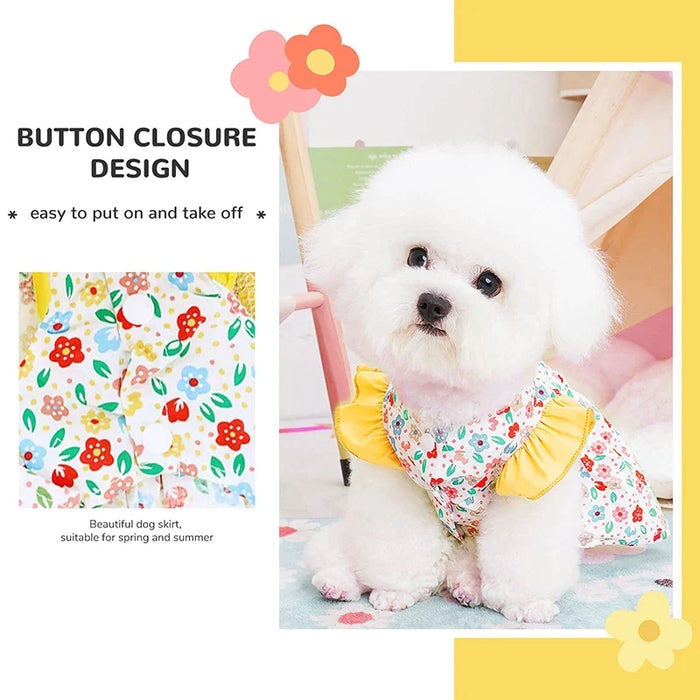 Girl Floral Dog Dress Pet Clothes