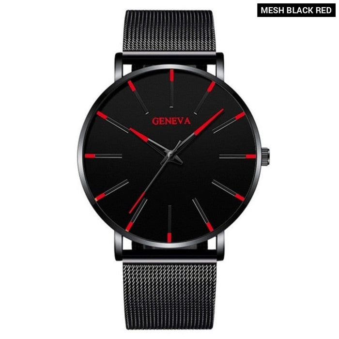 Minimalist Mens Fashion Ultra Thin Watches Simple Men Business Stainless Steel Mesh Belt Quartz Wrist Watch