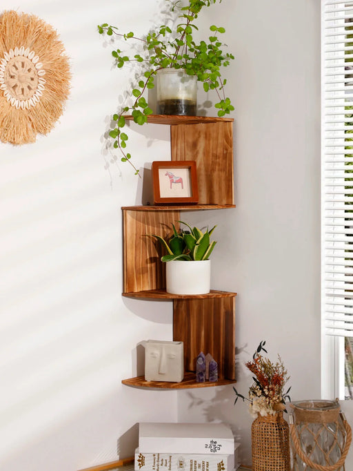 4 Tier Wood Wall Mounted Display Stand