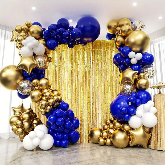 186Pcs Royal Blue Gold Balloon Arch Wreath Set Outdoor Proposal Bachelorette Party Birthday Wedding Valentine'S Day Decoration