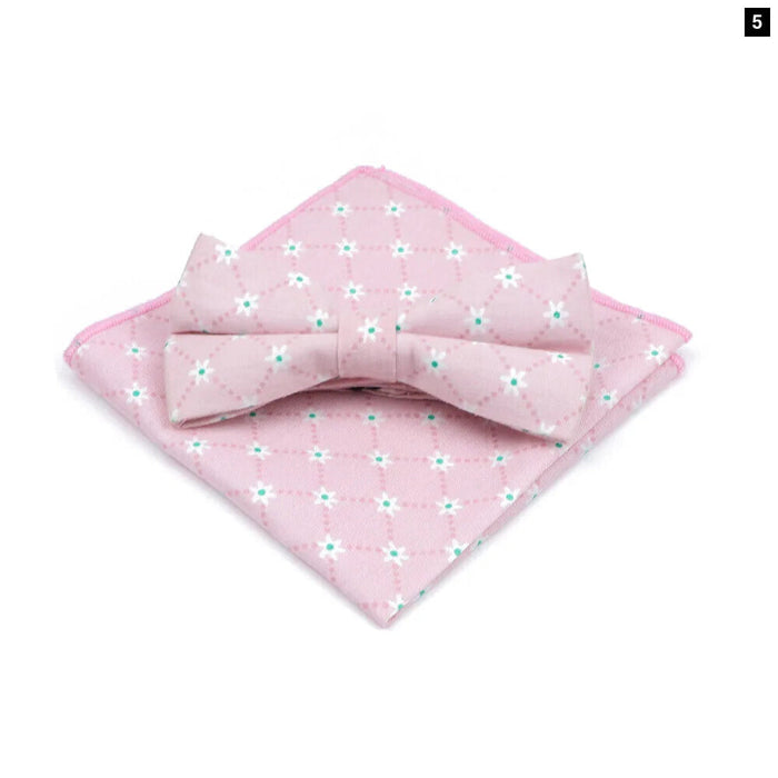 Floral Bow Tie And Handkerchief Set Mens Wedding Accessories