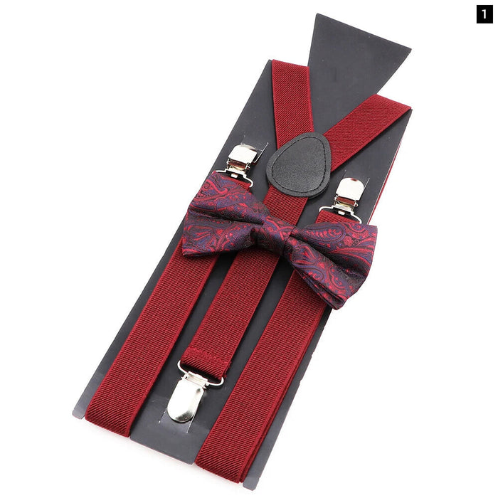 Plaid Bowtie Suspenders Set For Weddings