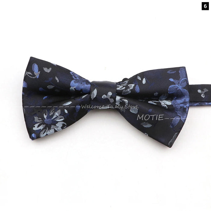 Floral Bowtie For Men Red Polyester Wedding Party Accessory