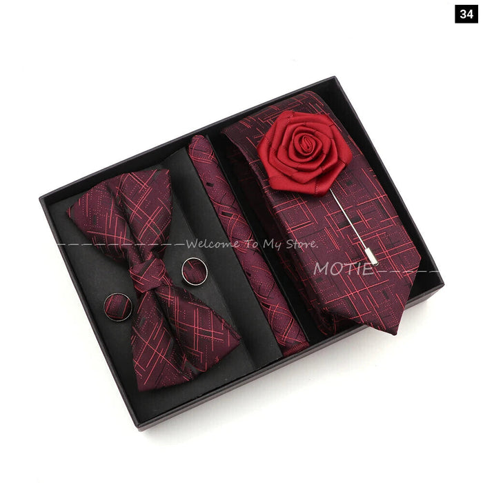 Floral Tie Set Novelty Design With Box For Parties And Business