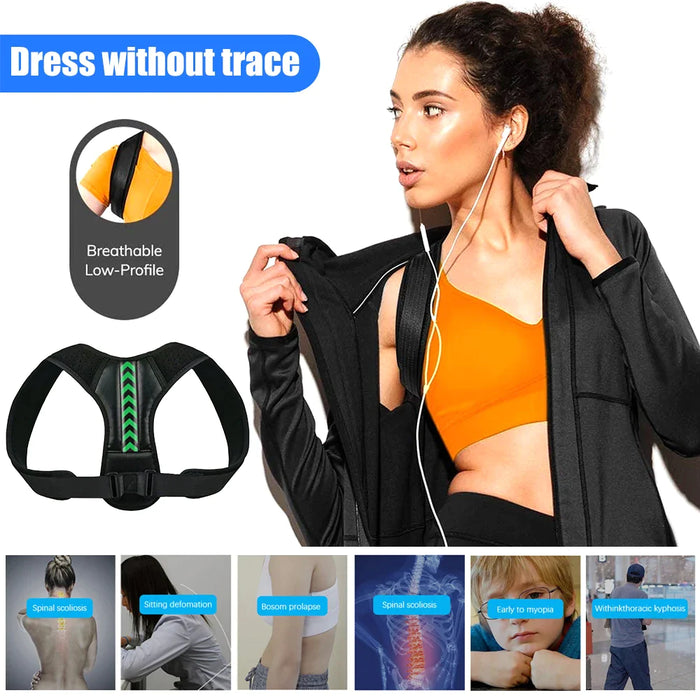 Adjustable Upper Back Brace Posture Corrector Providing Pain Relief For Women Men