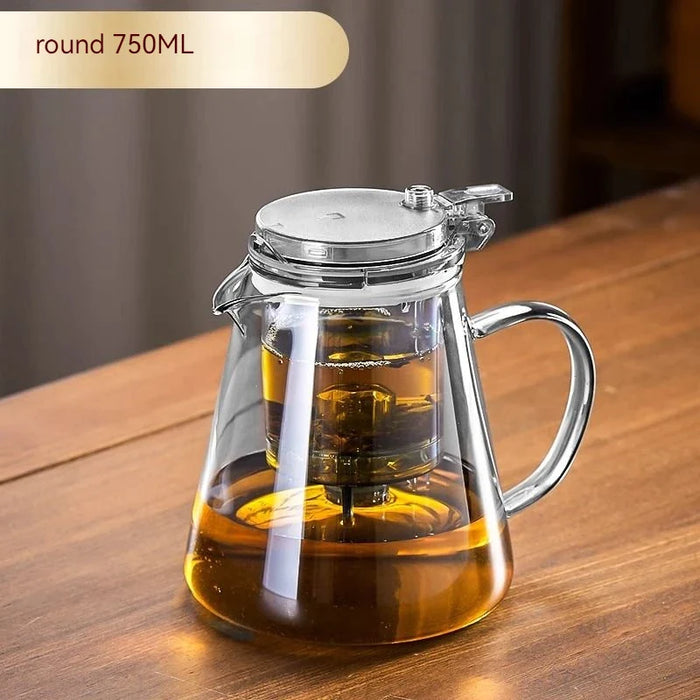 Premium Glass Teapot Set With Heat Resistant Filter And Floral Design