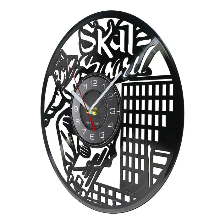 Skateboard Vinyl Record Wall Clock