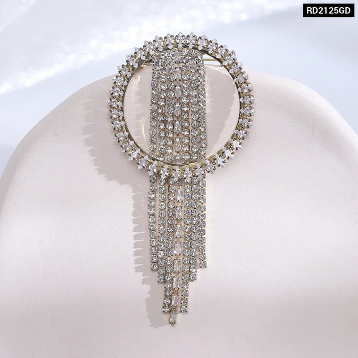 Rhinestone Tassel Brooch Korean Fashion Bow Tie Lapel Pin For Women