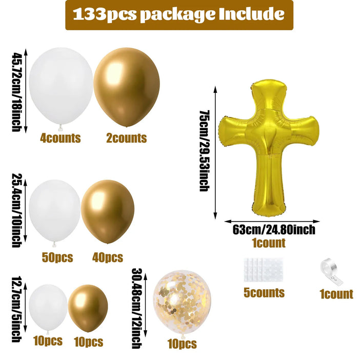 133 Balloon Arch Decoration Set Of Cross Style Aluminum Balloons For Baptisms Eucharists Day Of The Dead Funerals Memorial Day