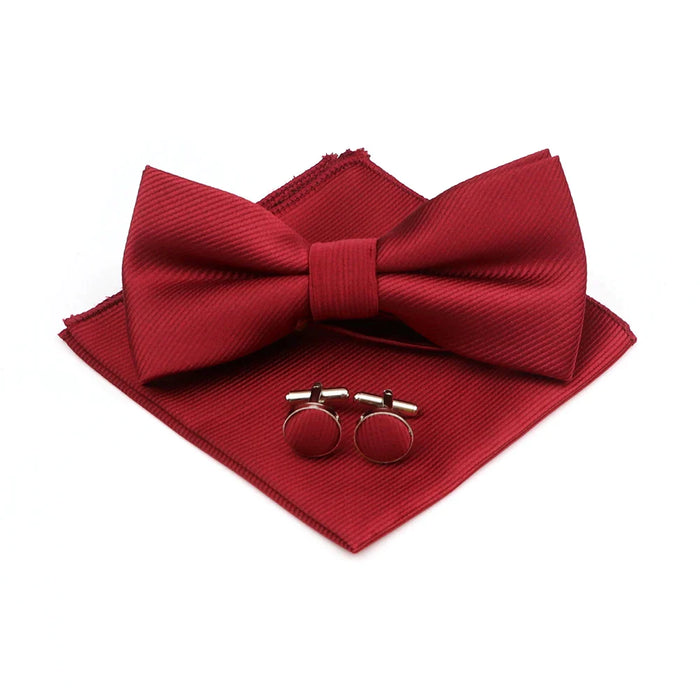 Red Butterfly Bowtie Set For Weddings And Parties