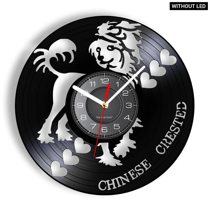 Chic Chinese Crested Dog Wall Clock