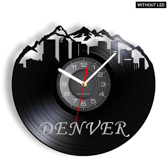 Denver Skyline Vinyl Record Wall Clock