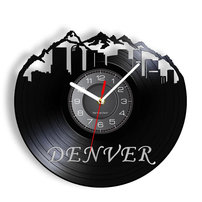 Denver Skyline Vinyl Record Wall Clock