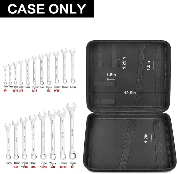 Ratchet Wrench Organizer Case For Metric Sae Set 19 Combination Tools