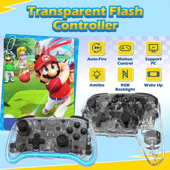 Transparent Pro/Mini Controller Wake Up Function Bluetooth Wireless Compatible Nintendo Switch/Lite/Oled