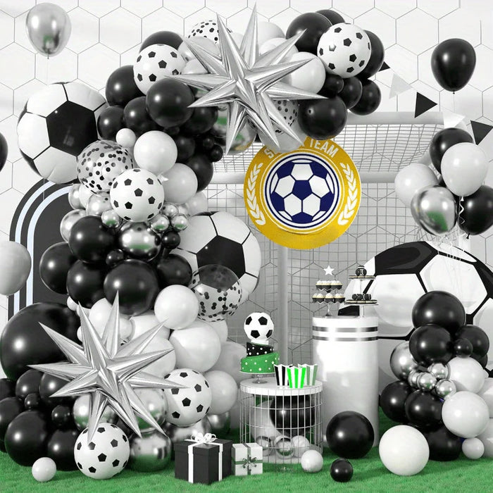 131Pcs Football Balloon Arch Balloon Arch Wreath Football Printed Balloon Birthday Sports Football Fan Themed Party Decoration