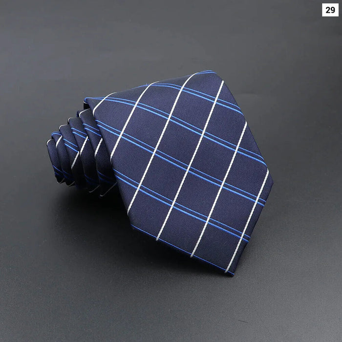 Blue Plaid Striped Tie 8Cm Classic Necktie For Mens Fashion For Daily Wear Weddings And Gifts