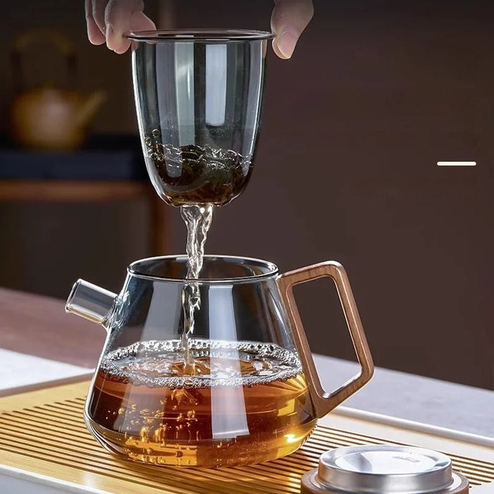 Clear Glass Teapot Set With Teacups And Kung Fu Accessories