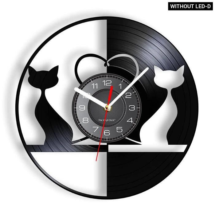 Love Cats Vinyl Record Wall Clock