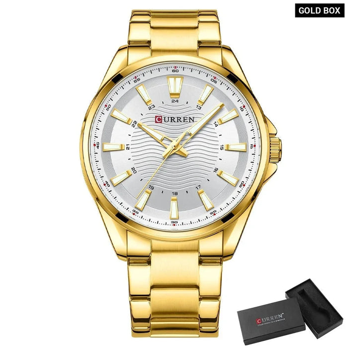 Stainless Steel Quartz Wristwatches Casual Classic Watches Mens Clock Luminous Hands