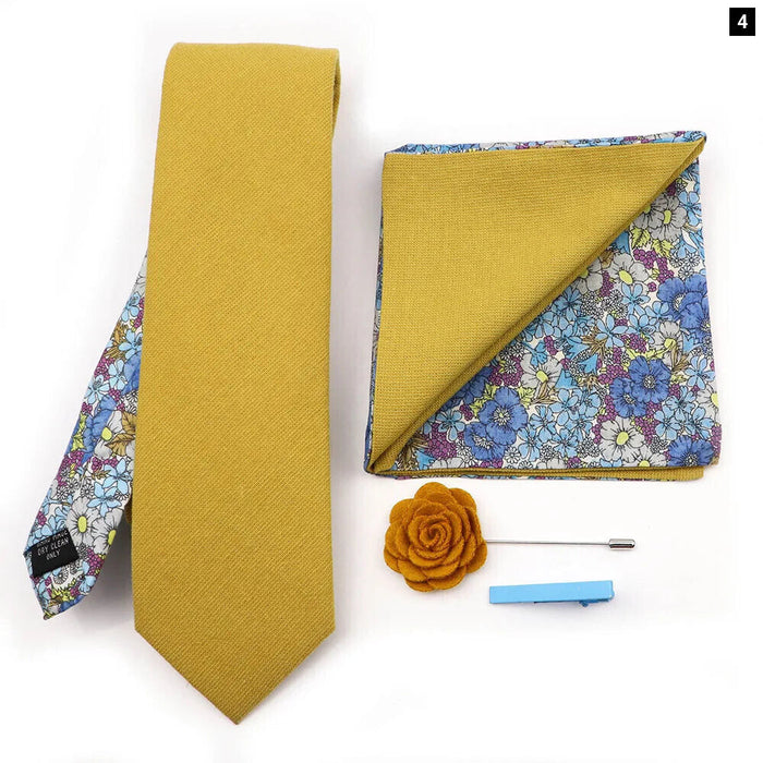 Floral Plaid Cotton Tie Set For Parties And Daily Wear