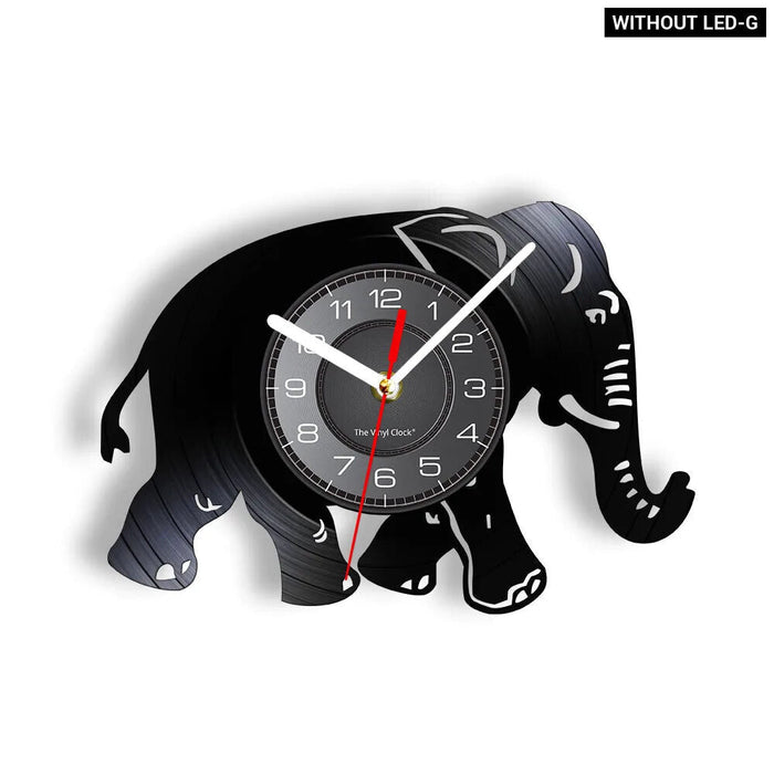 Floral Elephant Vinyl Record Wall Clock