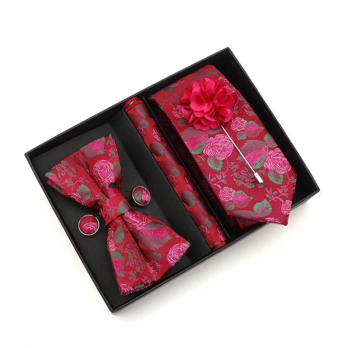 Floral Tie Set Novelty Design With Box For Parties And Business