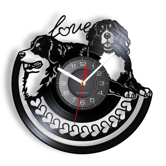Golden Retriever Love Hearts Vinyl Record Wall Clock