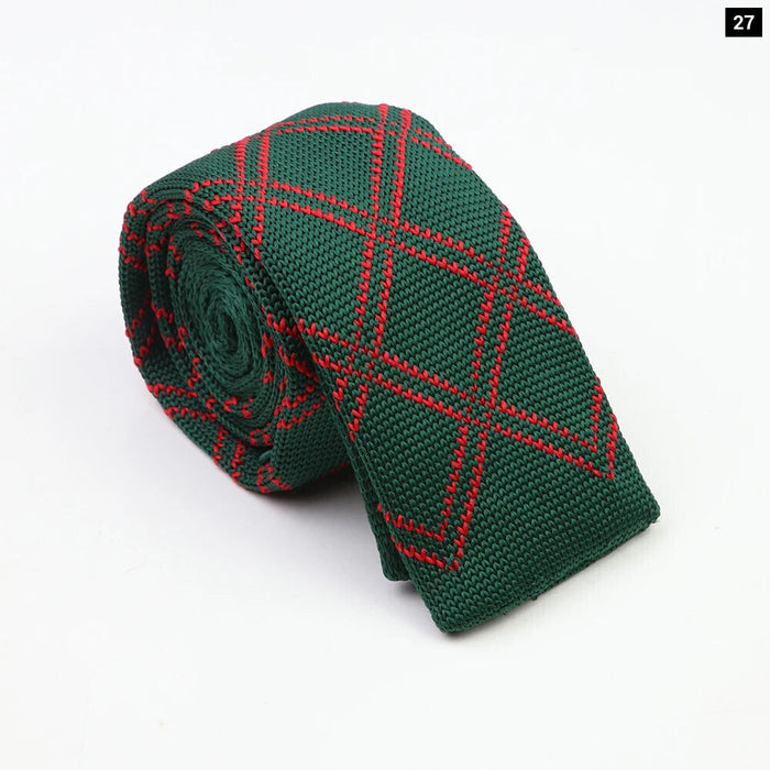 Classic Knit Neck Ties Plaid Dots 6Cm Width Business And Wedding