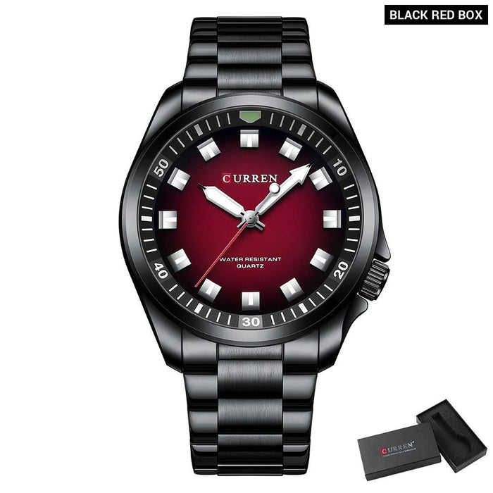 Minimal Stylish Dial Men's Watches with Stainless Steel Strip Trendy Business Quartz Wristwatch