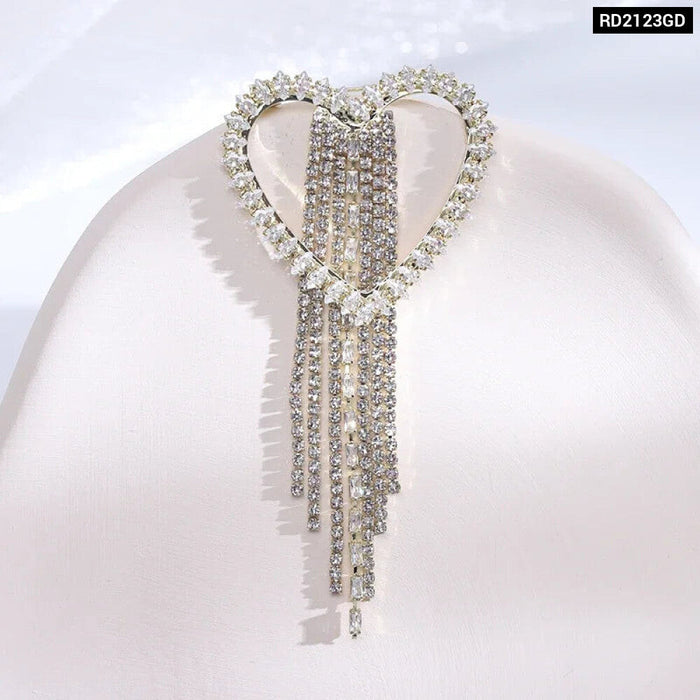 Rhinestone Tassel Brooch Korean Fashion Bow Tie Lapel Pin For Women