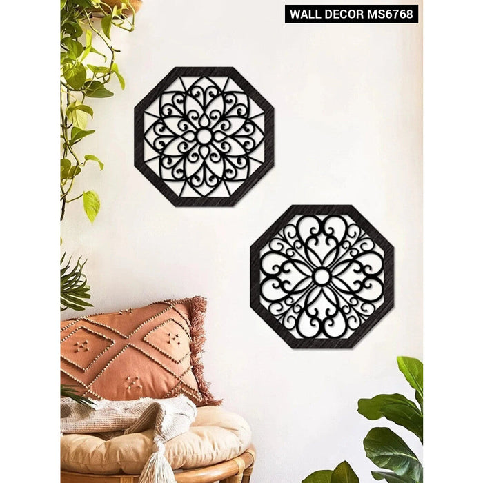 2 Piece Boho Wood Wall Decor For Living Room