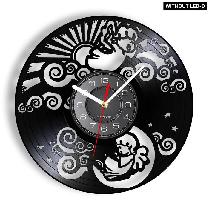 Angel On The Moon Vinyl Wall Clock