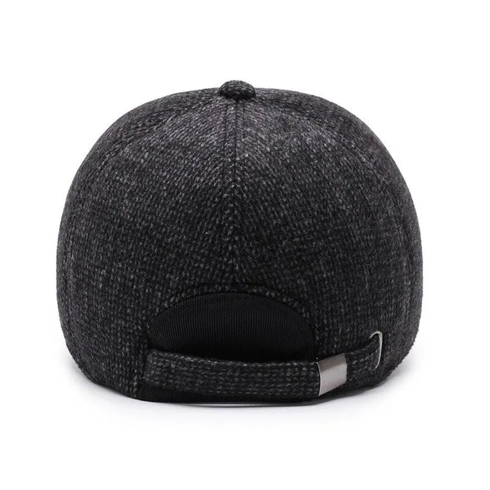 Woolen Knitted Winter Ear Cover Baseball Cap For Men Thicken Warm Hat With Earflaps Sport Golf Snapback