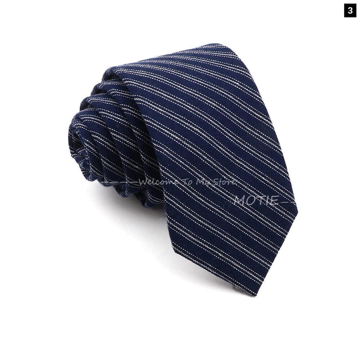 Classic Striped Cotton Necktie For Business And Weddings