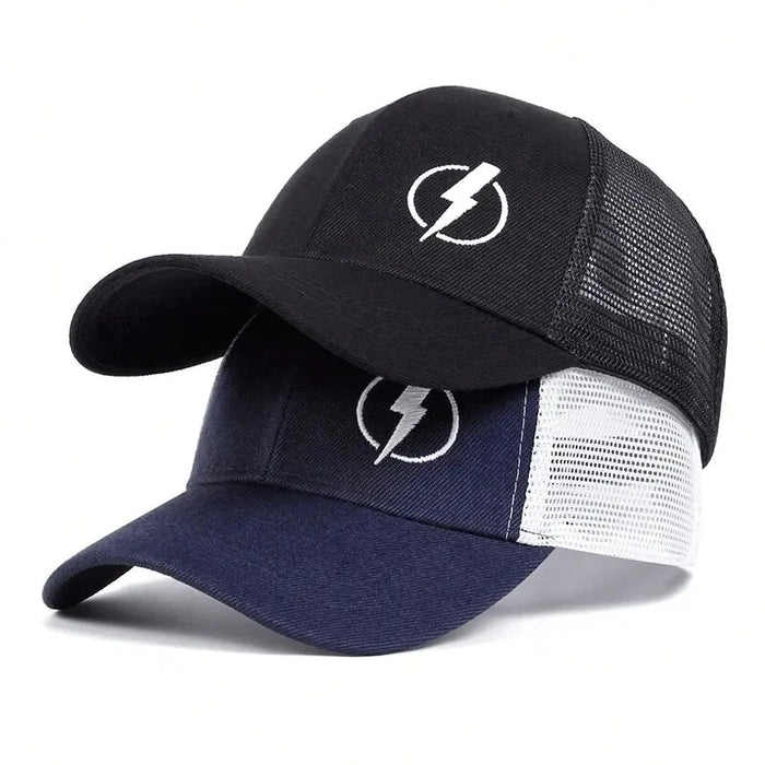 Adjustable Lightning Embroidery Baseball Cap / Hat For Outdoor Sun Protection