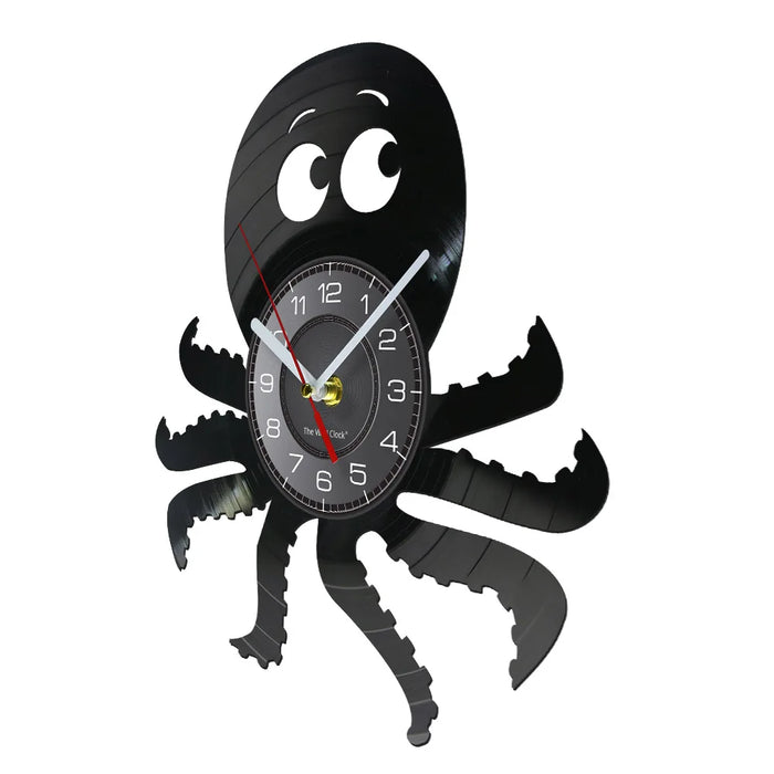 Octopus Vinyl Record Wall Clock