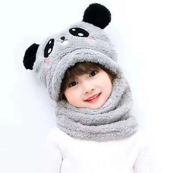 Cartoon Scarf And Hat Set For Kids