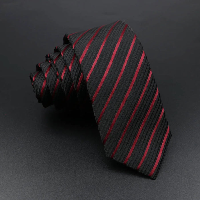 Classic Mens Skinny Tie Red Blue Stripe Plaid 5Cm Business Wedding Gift