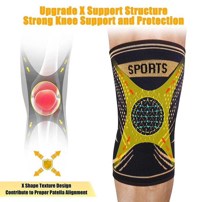 2Pcs Copper Knee Compression Leg Sleeves for Knee Pain Running Weightlifting Workout