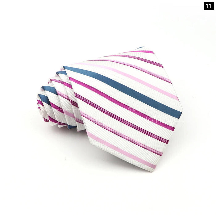 Blue Striped Polyester Tie For Men For Business Weddings And Daily Wear