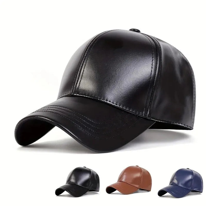 Adjustable Pu Leather Baseball Cap / Hat For Outdoor Wear