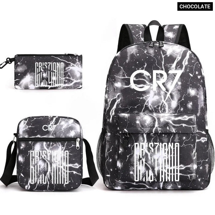 Unisex Cr7 Kids School Book Bags 3Pcs