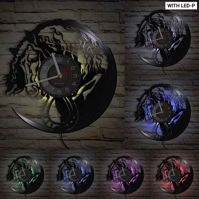 Horse Head Vinyl Record Wall Clock