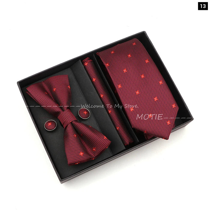 Red Floral Tie Set For Business And Weddings