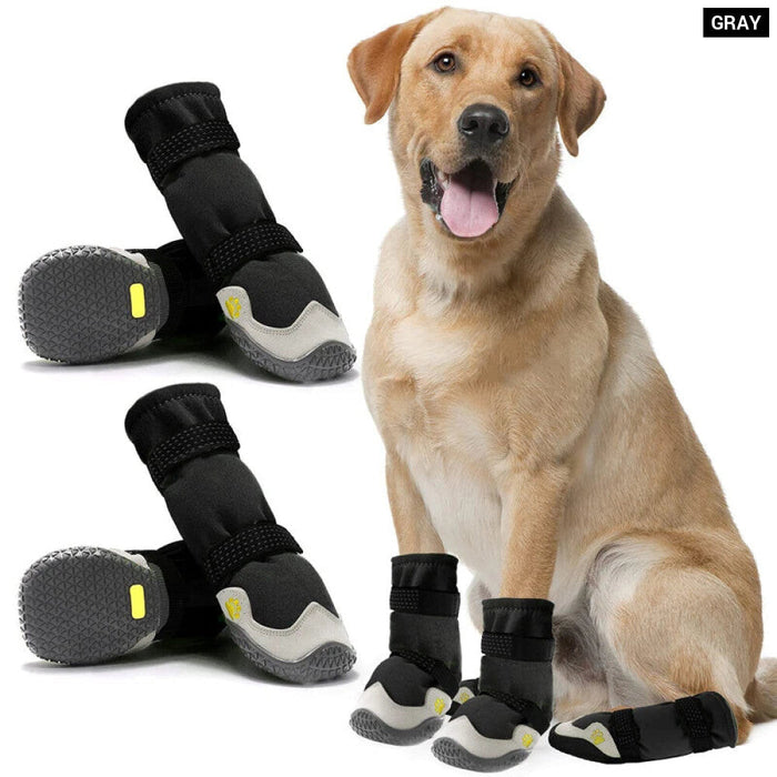 Waterproof Dog Boots Durable Anti Slip Pet Shoes With Reflective Straps