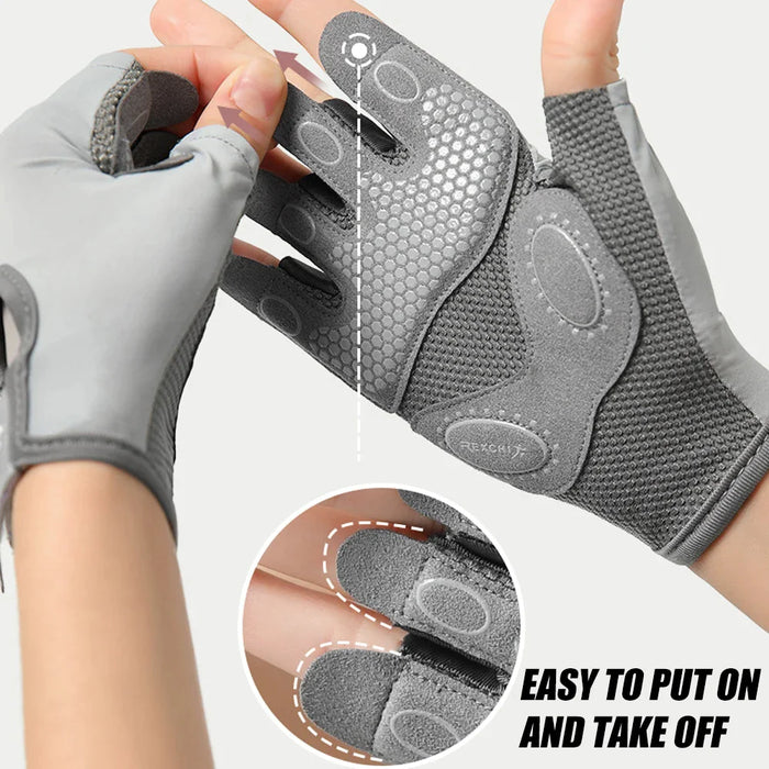 1 Pair Thin Breathable Non-Slip Half Finger Cycling Gloves For Women