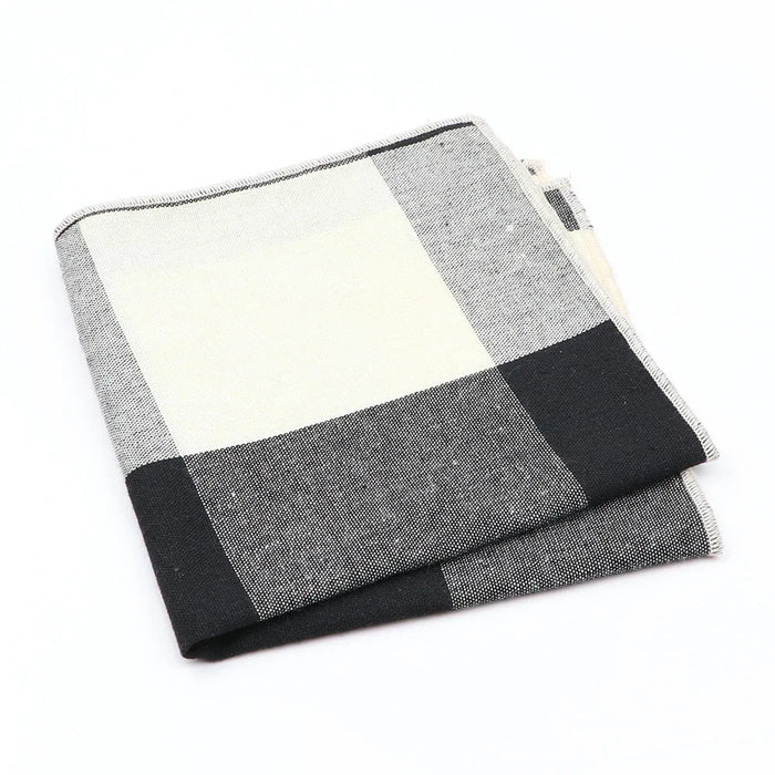 Premium Cotton Plaid Hankerchiefs Black Blue Red