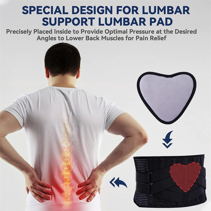 Adjustable Waist Lumbar Support Belt with 6 Stays & 16-hole Mesh for Men Women