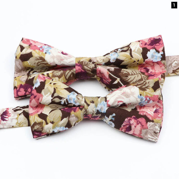 Colourful Floral Bow Ties Fashionable Cotton For Weddings And Parties